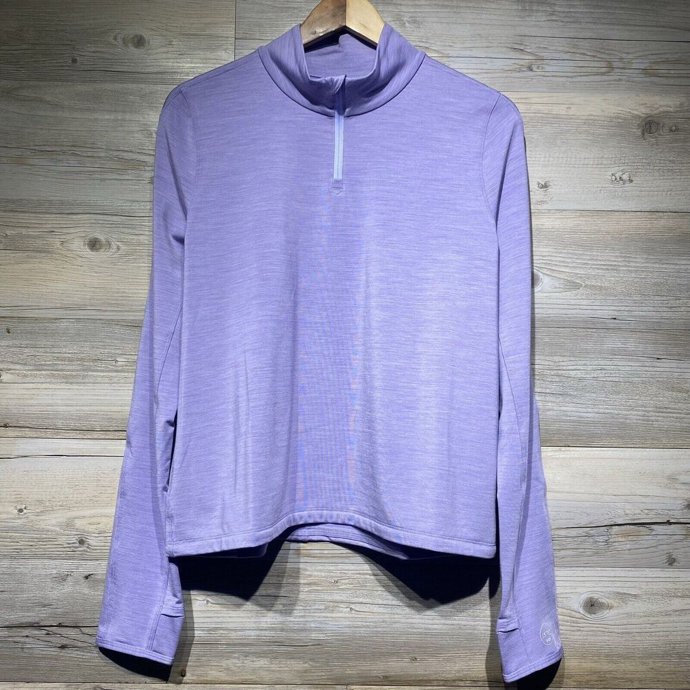 Allbirds Natural Run Mid Layer Tencel Merino Wool 1/4 Zip in Purple Hush Size LG